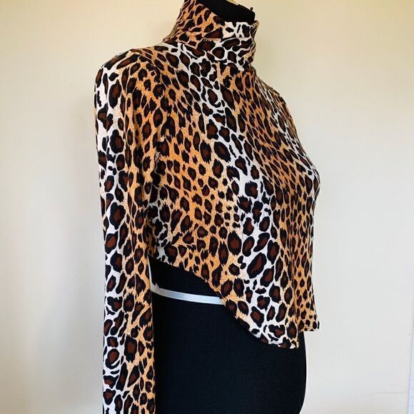 HP! Blue Leopard Print Long Sleeve Spandex Top - Picture 6 of 6